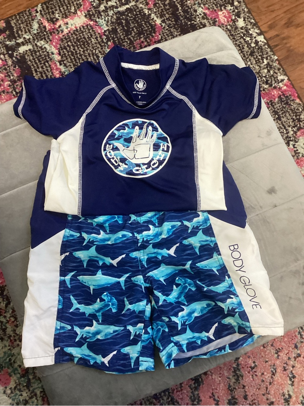 Body Glove Boys' Blue Shark Rash Guard Set